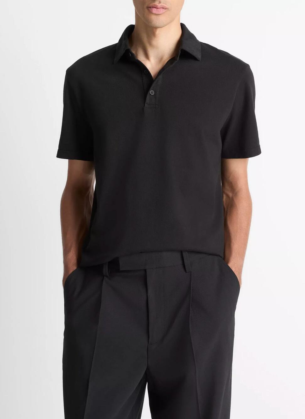 VINCE Lot of 2 Garment Dye Cotton Polo Shirt Short Sleeve Men's XL Black Gray